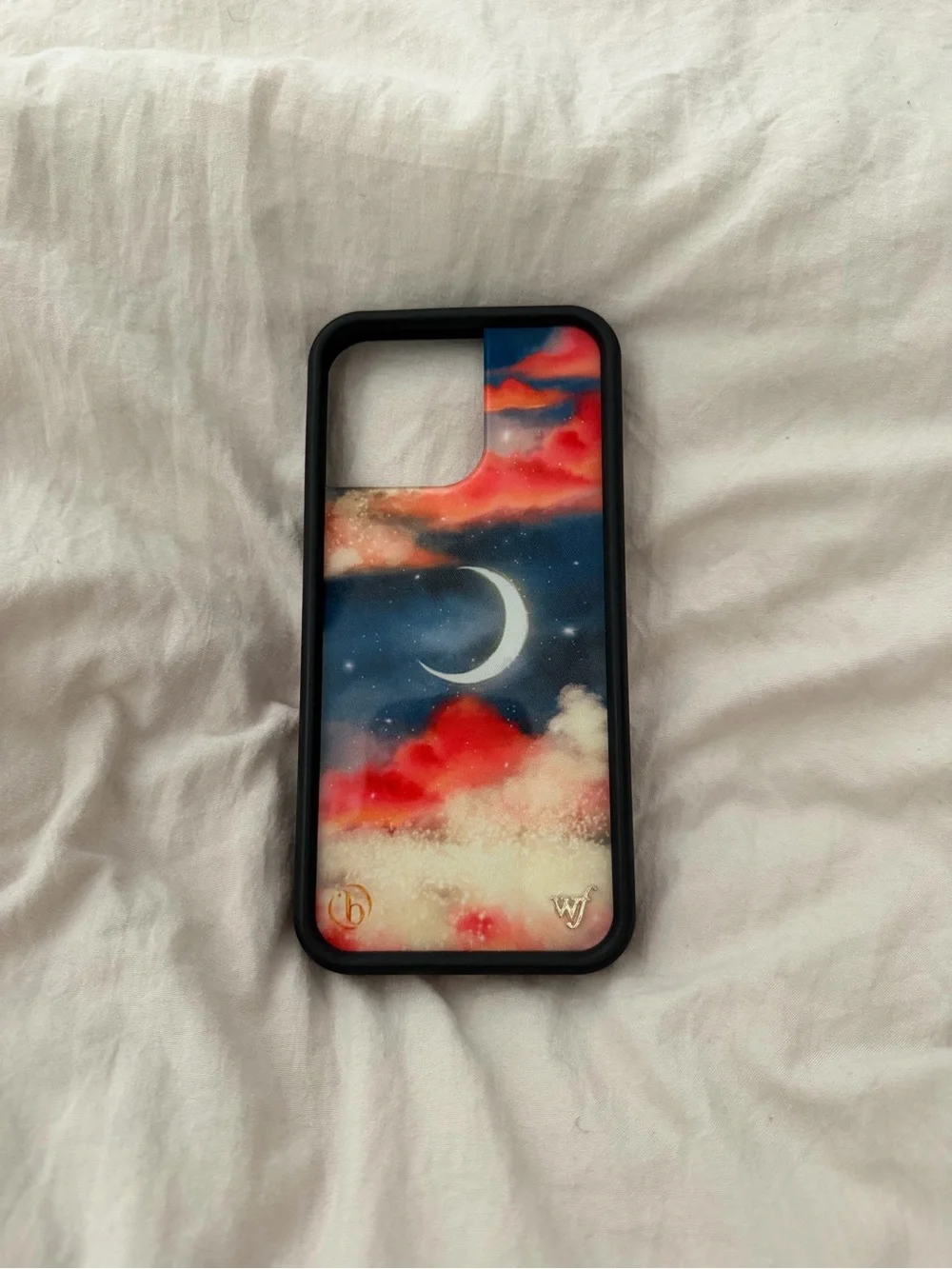 Wildflowers Moon and Clouds Phone Case in Blue, Red, White